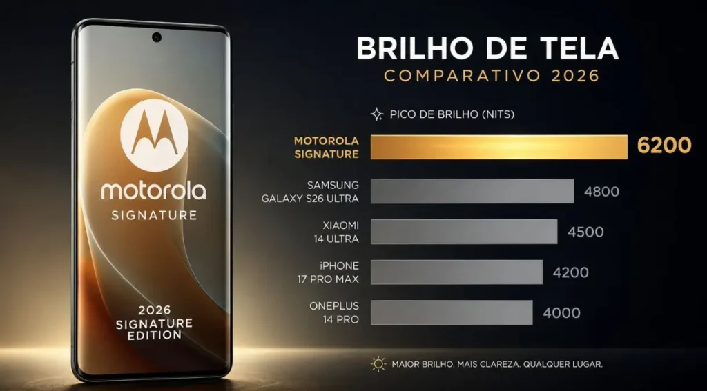 Motorola Signature: Tudo Sobre a Nova Linha Premium da Motorola 4 brilho tela motorola signature comparativo nits