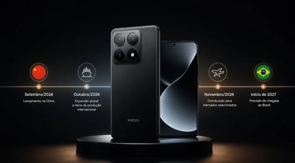 Xiaomi 18 Pro Max: Tudo Sobre o Novo Top de Linha da Xiaomi em 2026 2 linha do tempo lançamento xiaomi 18 pro max brasil