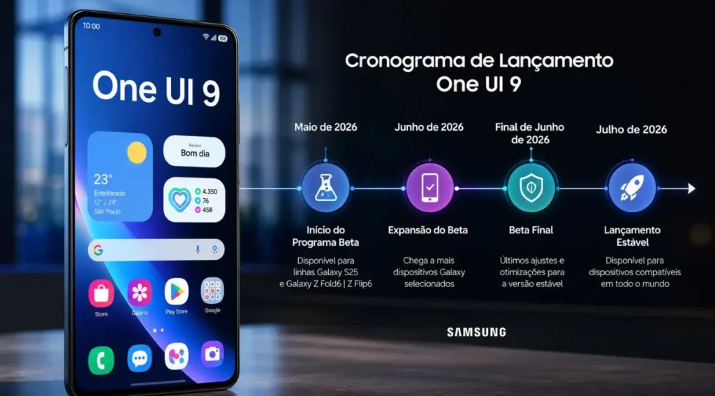 One UI 9: Novidades, Recursos e Data de Lançamento da Nova Interface da Samsung 2 cronograma lancamento one ui 9 2026