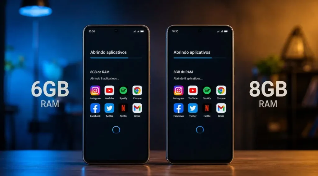 6GB ou 8GB de RAM: Qual Escolher em 2026? Guia Completo 3 teste multitarefa 6gb vs 8gb ram celular