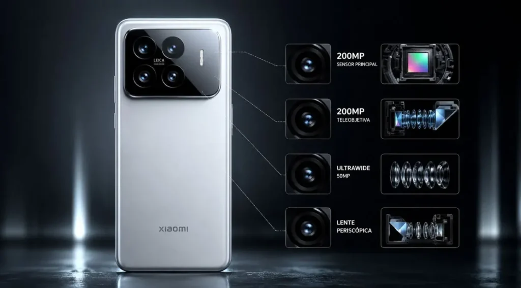 Xiaomi 18 Pro Max: Tudo Sobre o Novo Top de Linha da Xiaomi em 2026 3 camera dupla 200mp xiaomi 18 pro max diagrama