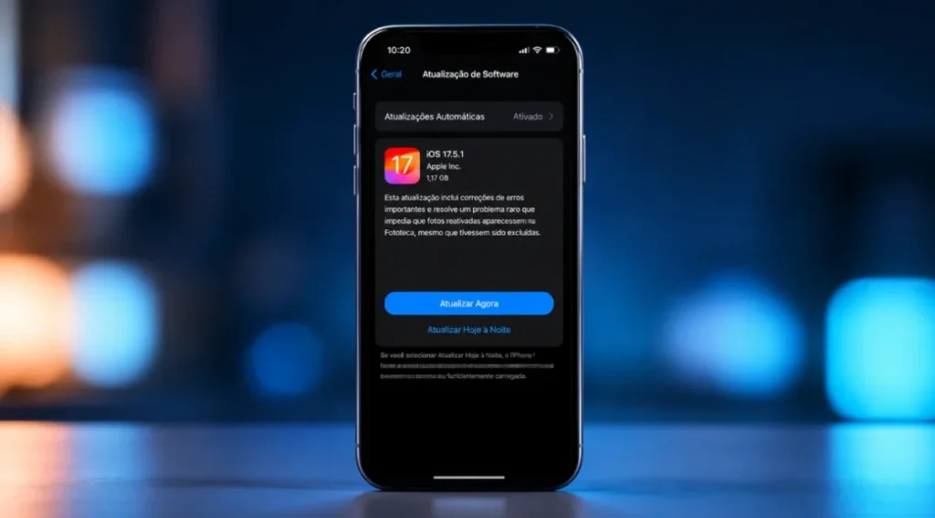 tela de atualização de software do iPhone