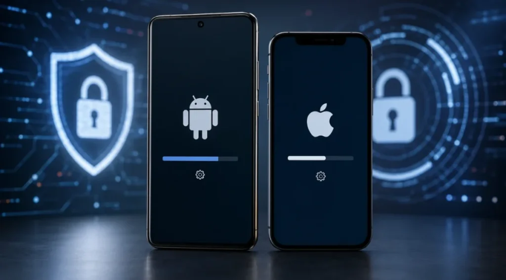 atualização de segurança em smartphone Android e iPhone
