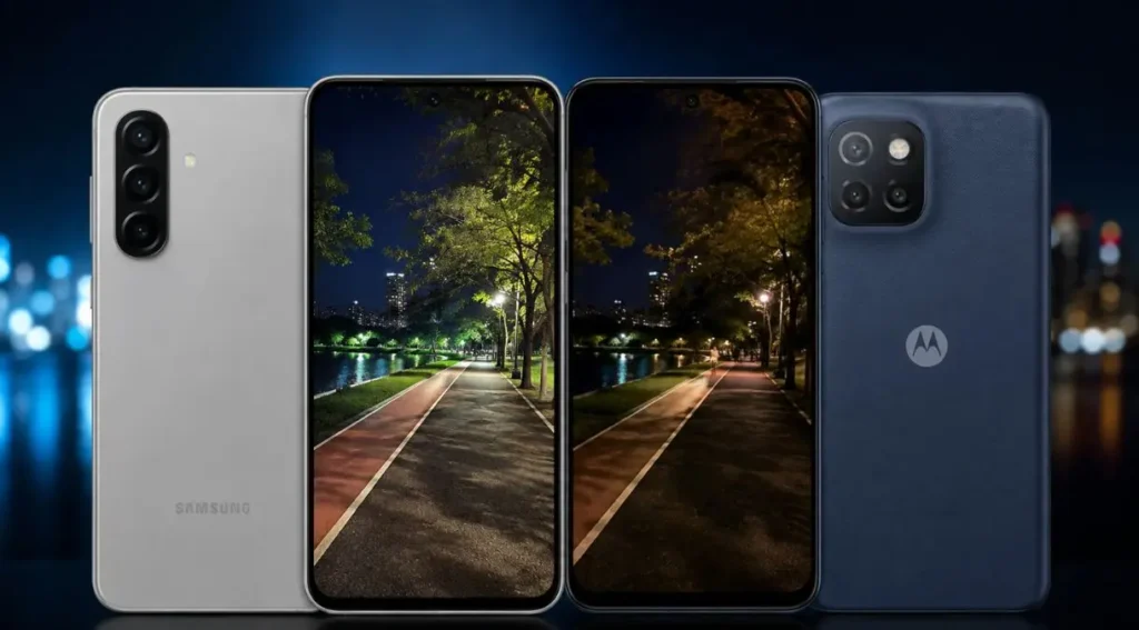 teste câmera noturna Galaxy A56 vs Moto G Max