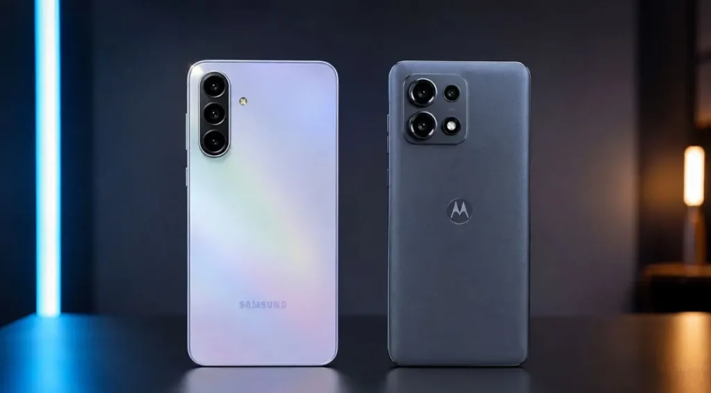 comparação design Galaxy A36 e Moto G Max 2026