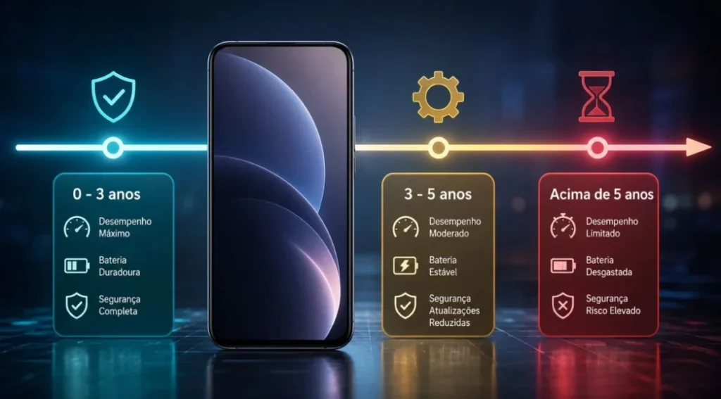 linha do tempo vida útil celular fases uso