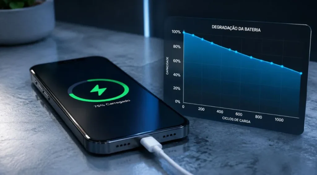degradação bateria celular ciclos carga completa