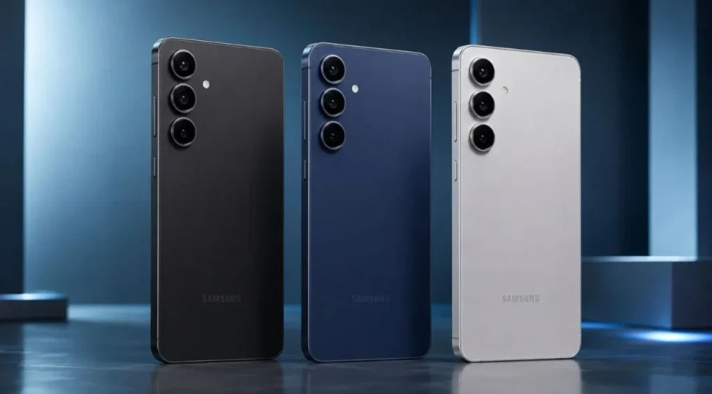Galaxy S26 FE: preço, ficha técnica, câmeras e vale a pena? 2 Samsung Galaxy S26 FE nas cores Pistachio, Blueberry e Graphite