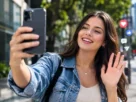 Pessoa gravando conteúdo para redes sociais com um smartphone.