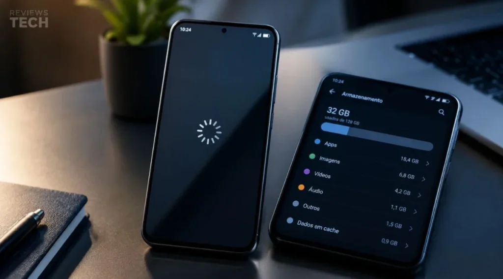  Tela de configurações de armazenamento em um celular Android.