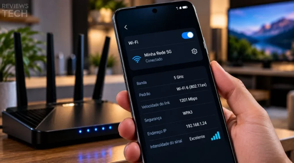 configurações Wi-Fi celular banda 5 GHz velocidade do link