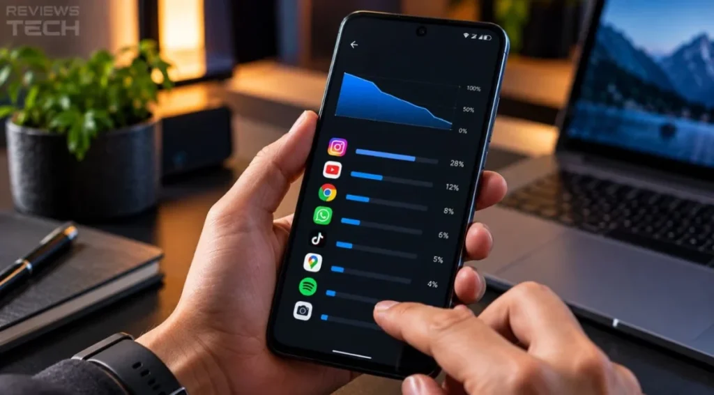 consumo de bateria por aplicativo no Android
