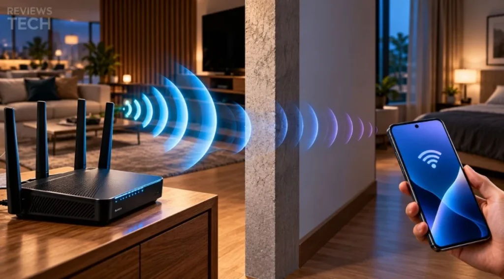 roteador Wi-Fi 6 sinal atravessando parede alcance em casa